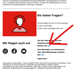 Newsletter-Abmeldung Beispiel